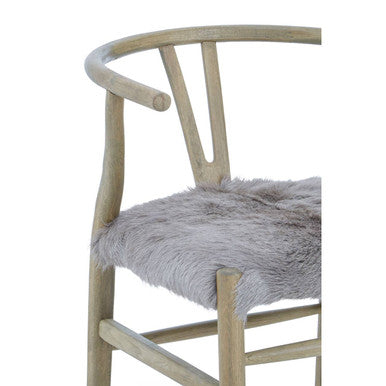 Hazel Natural Oak Wood and Grey Fur Dining Chair - Image 10