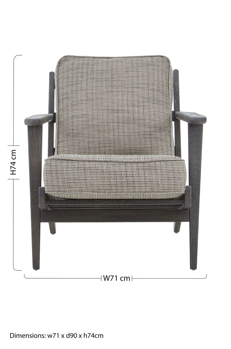 Hector Tweed Armchair With Black Oak Wood Frame - Image 7