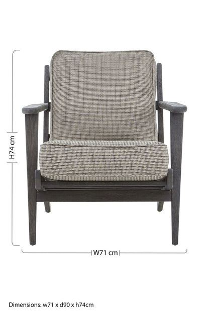 Hector Tweed Armchair With Black Oak Wood Frame