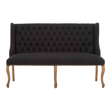 2 Seater Black Bench Sofa, Harrison