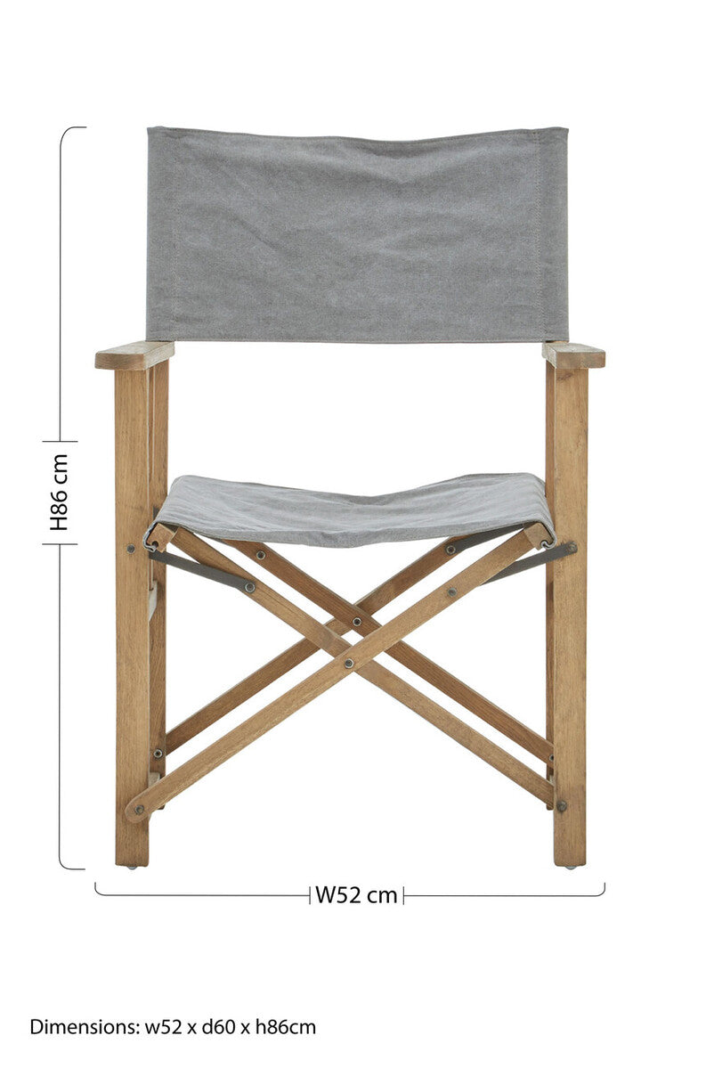 Hugh Grey linen Directors Chair - Image 8
