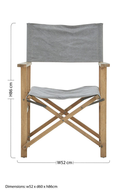 Hugh Grey linen Directors Chair - Image 8
