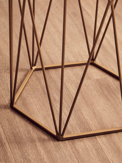 Shalimar Marble top Side Table With Geometric Base