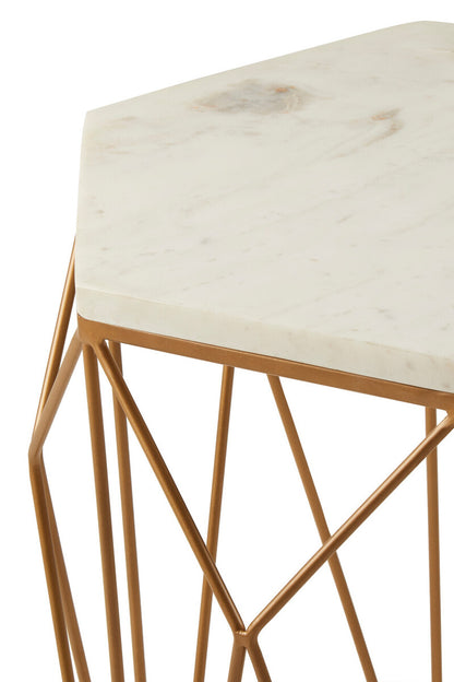 Shalimar Marble top Side Table With Geometric Base