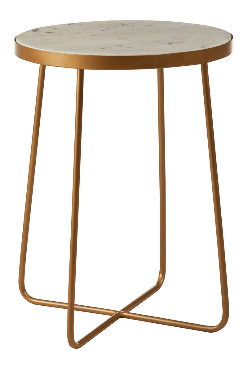 Shalimar Round Marble top Side Table With Cross Base