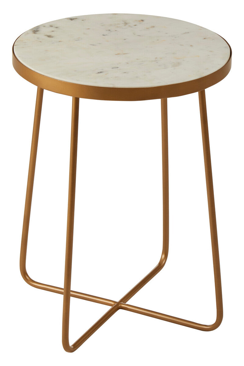 Shalimar Round Marble top Side Table With Cross Base