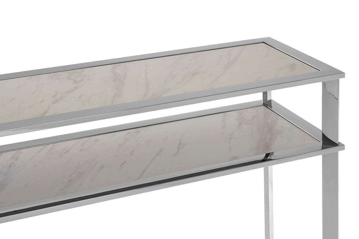 White 2 Tier Console Table, Piermount