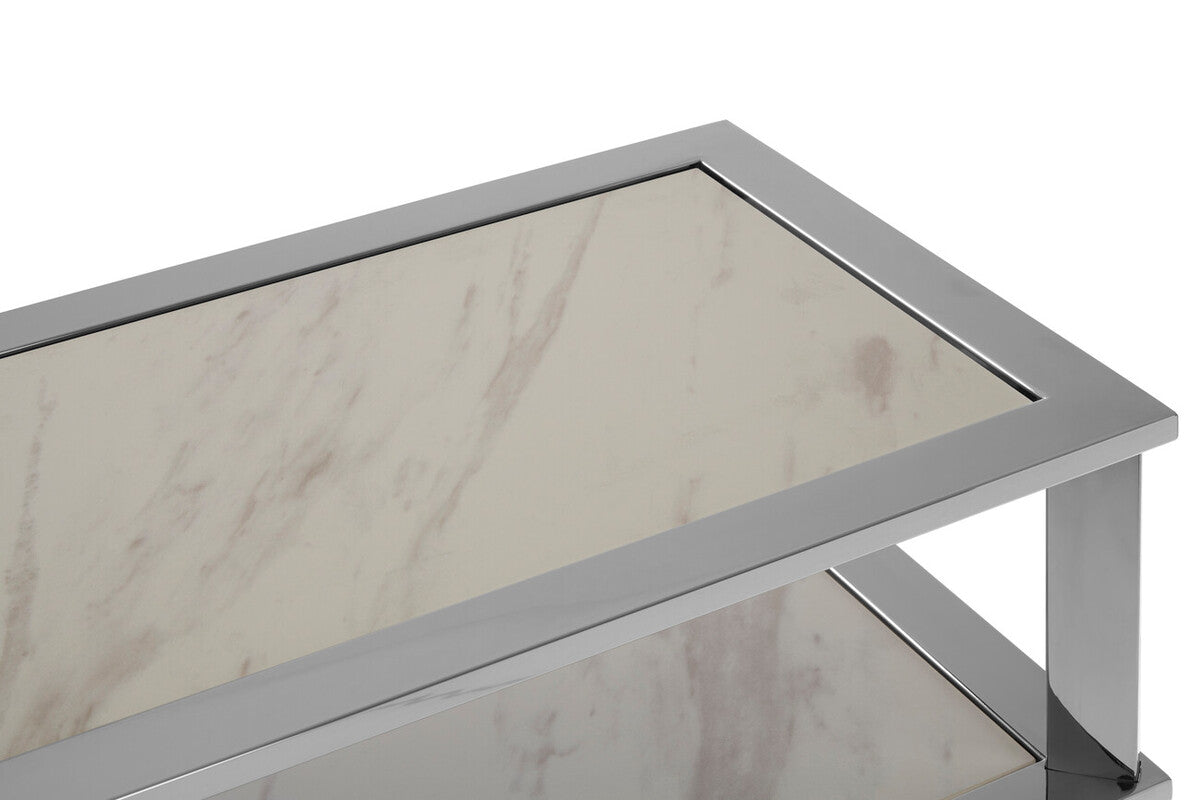 White 2 Tier Console Table, Piermount