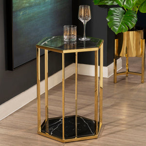 Piermount Black And Gold Finish End Table