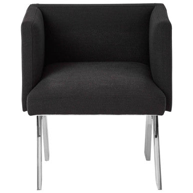 Piermount Black Dining Chair with Silver Legs