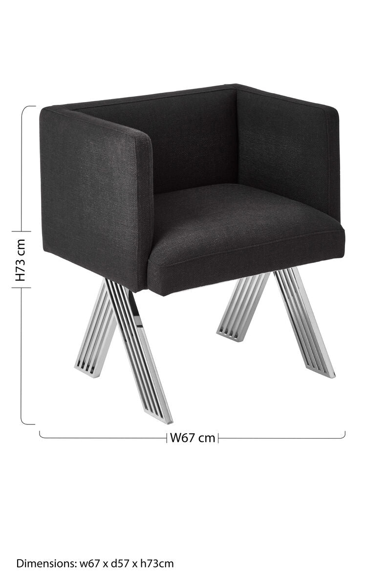 Piermount Black Dining Chair with Silver Legs - Image 11