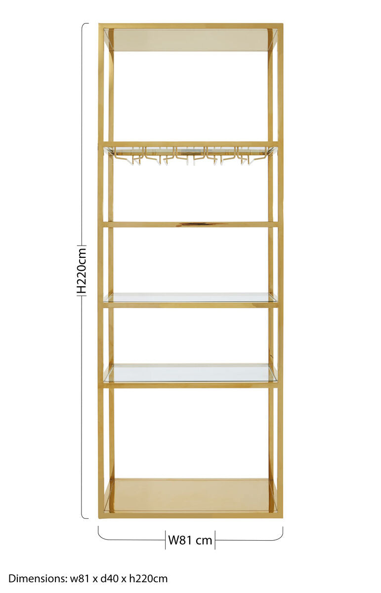Piermount Gold Bar Shelf Unit With Glass Rack