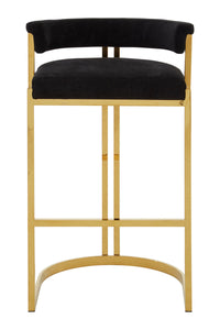 Piermount Black Velvet And Gold Bar Stool