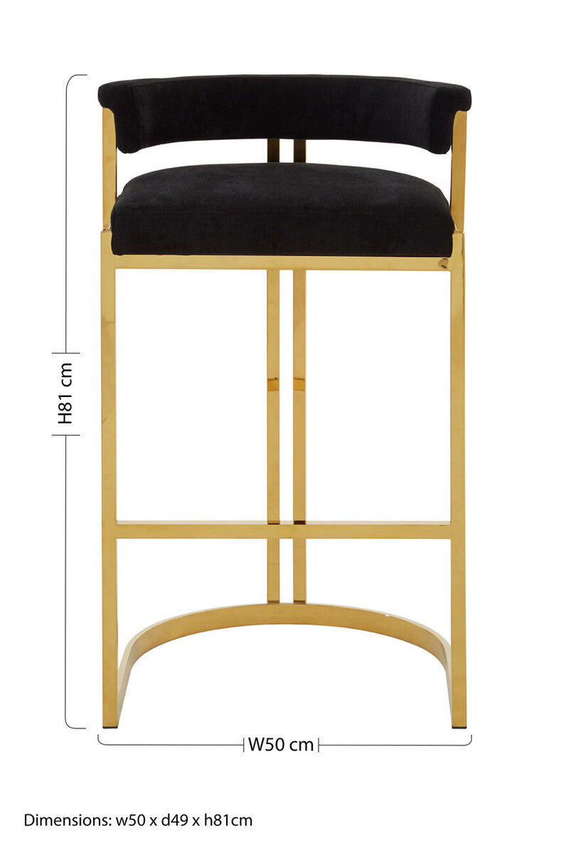 Piermount Black Velvet And Gold Bar Stool - Image 14