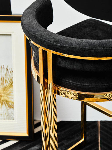 Piermount Black Velvet And Gold Bar Stool - Image 5