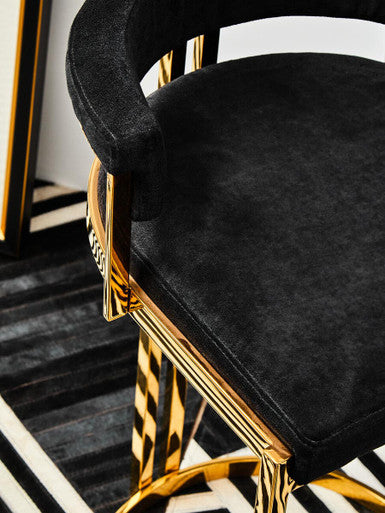 Piermount Black Velvet And Gold Bar Stool - Image 7