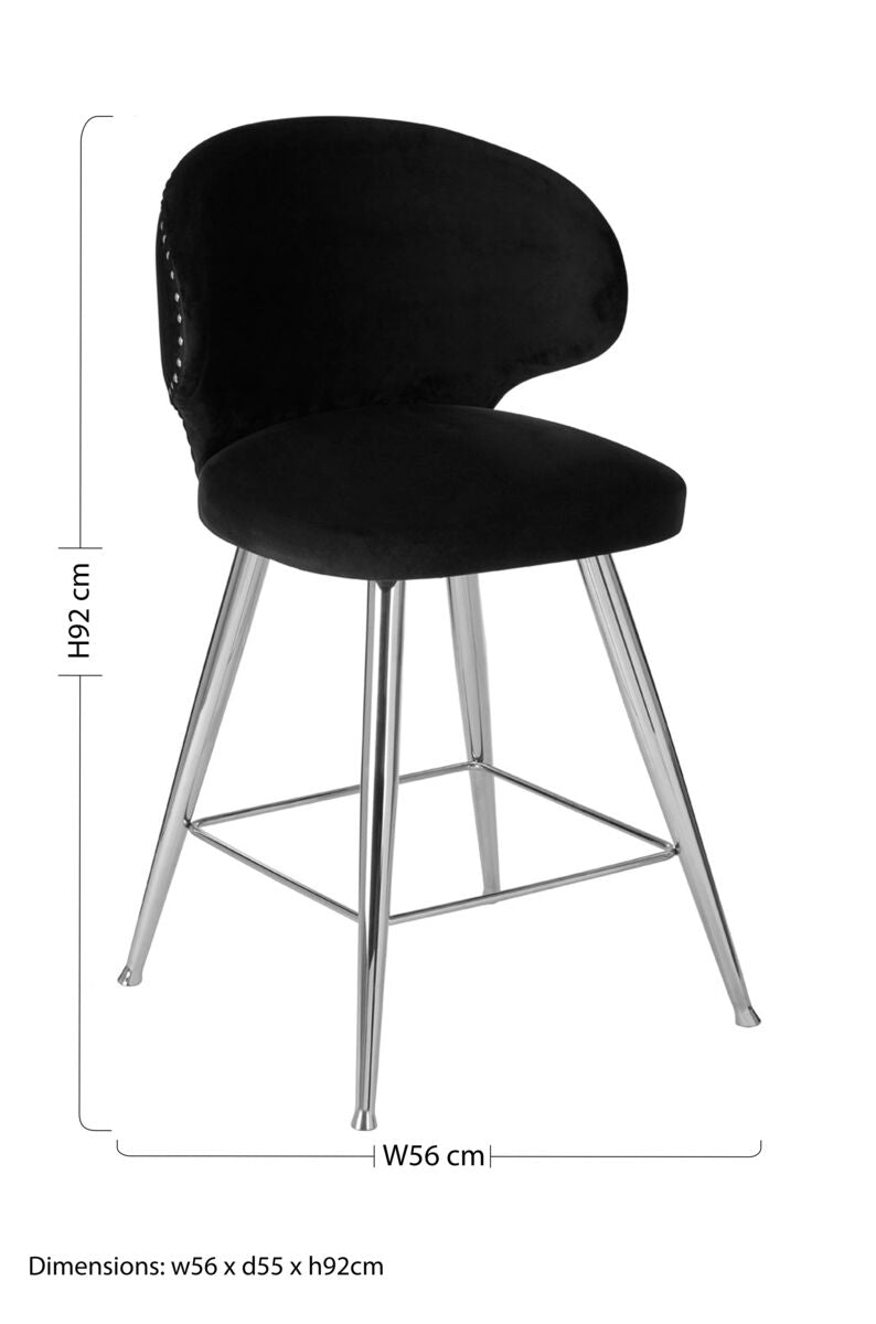 Piermount Black Velvet Bar Stool - Image 12