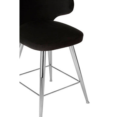 Piermount Black Velvet Bar Stool