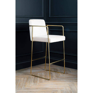 Piermount Mink Velvet And Gold Bar Stool