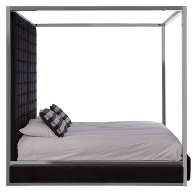 Piermount Black Velvet 4 Poster King Bed