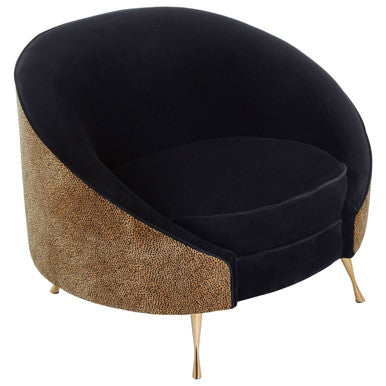 Manhattan Black Velvet and Leopard Print Cocoon Chair - Image 5