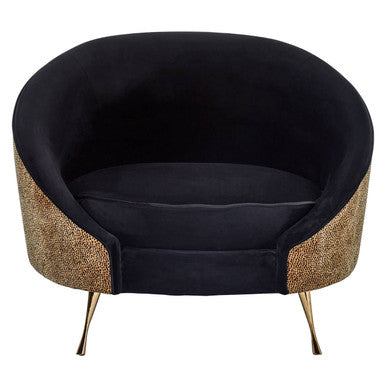 Manhattan Black Velvet and Leopard Print Cocoon Chair