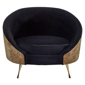 Manhattan Black Velvet and Leopard Print Cocoon Chair