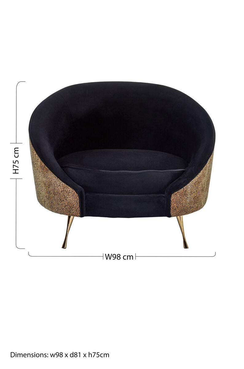 Manhattan Black Velvet and Leopard Print Cocoon Chair - Image 8
