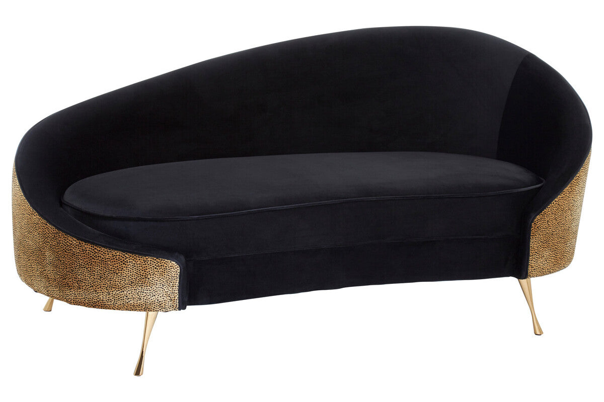 Manhattan Black and Leopard Design Chaise Longue