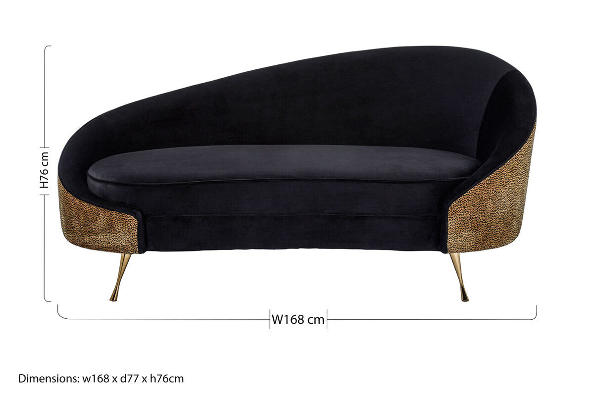 Manhattan Black and Leopard Design Chaise Longue