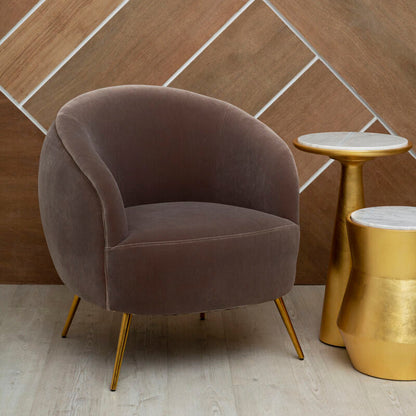 Manhattan Mink Velvet Curved Accent Chair