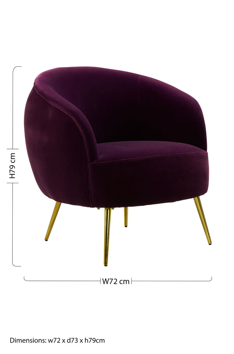 Manhattan Purple Velvet Curved Accent Chair