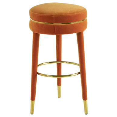 Manhattan Orange Velvet Bar Stool
