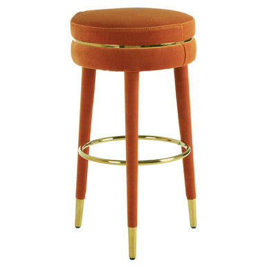 Manhattan Orange Velvet Bar Stool