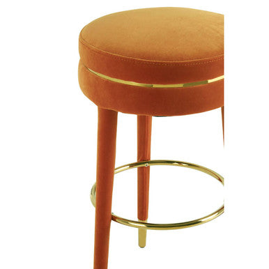 Manhattan Orange Velvet Bar Stool - Image 6
