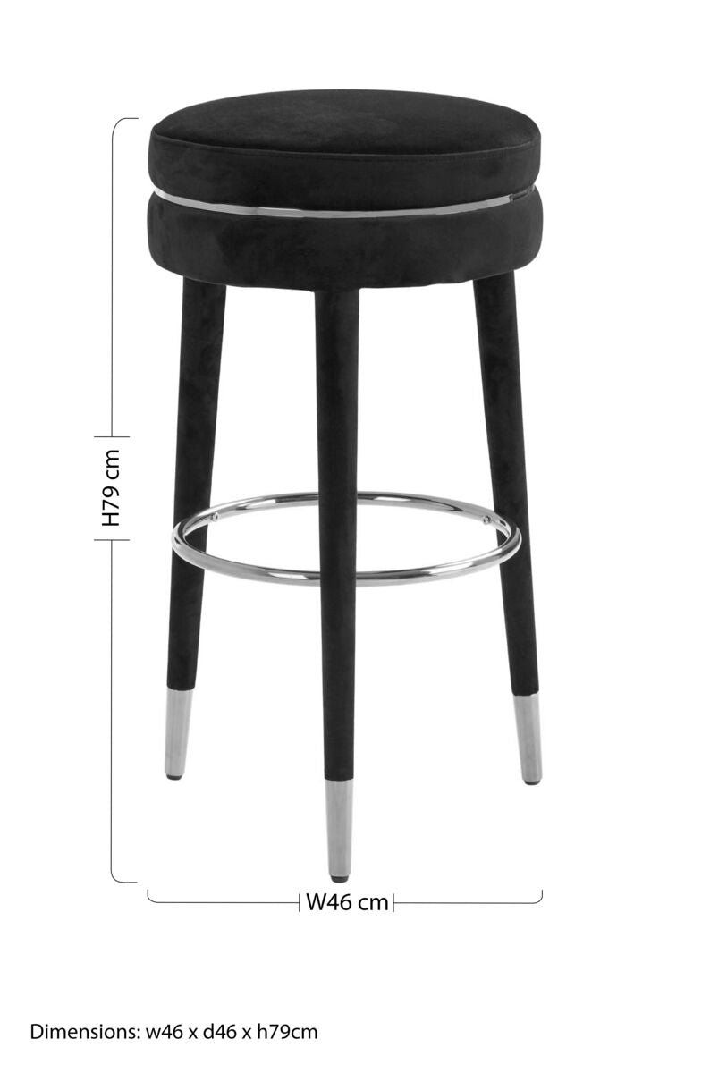 Manhattan Grey Velvet Bar Stool with Rubber wood Legs - Image 8