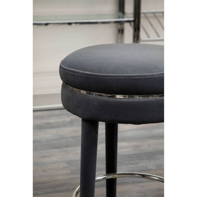 Manhattan Grey Velvet Bar Stool with Rubber wood Legs - Image 5