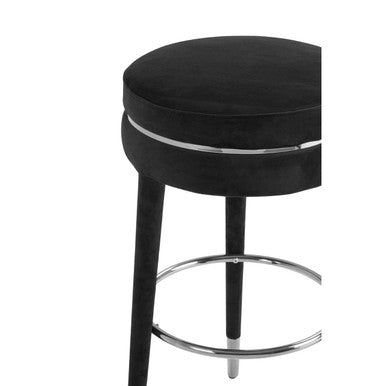 Manhattan Grey Velvet Bar Stool with Rubber wood Legs - Image 6