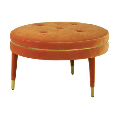 Manhattan Orange Velvet Footstool