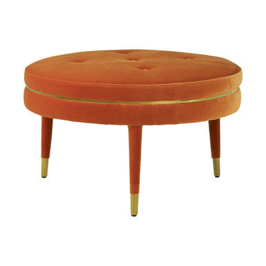 Manhattan Orange Velvet Footstool