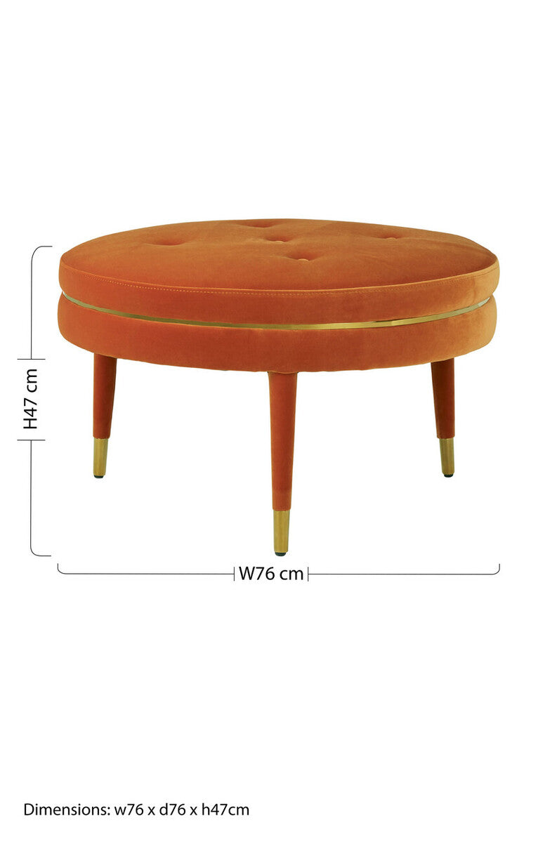 Manhattan Orange Velvet Footstool - Image 10