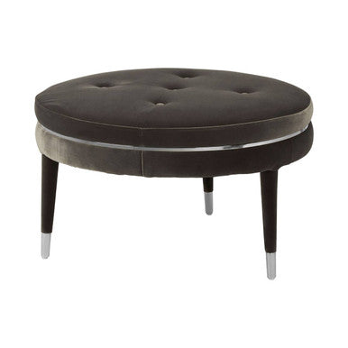 Manhattan Grey Velvet Footstool