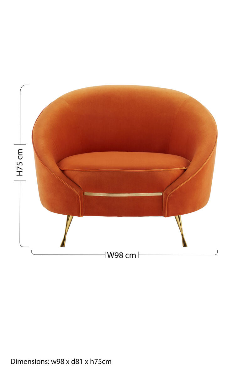Manhattan Orange Velvet Cocoon Chair