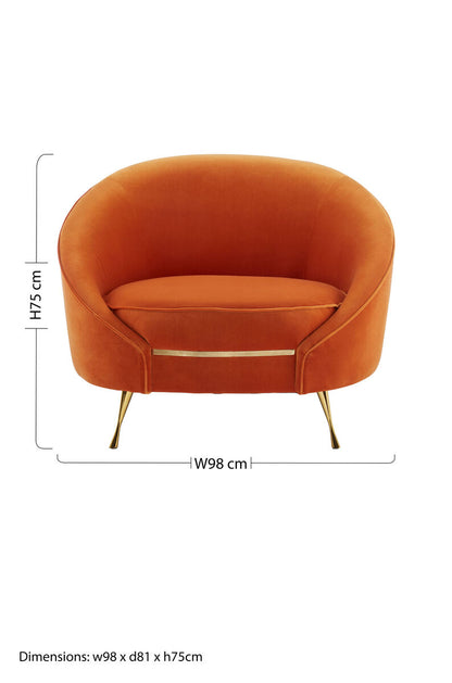 Manhattan Orange Velvet Cocoon Chair