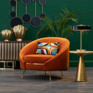 Manhattan Orange Velvet Cocoon Chair