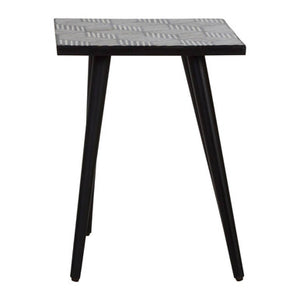 Boho Black and White Bone Inlay Acacia Wood Square Side Table