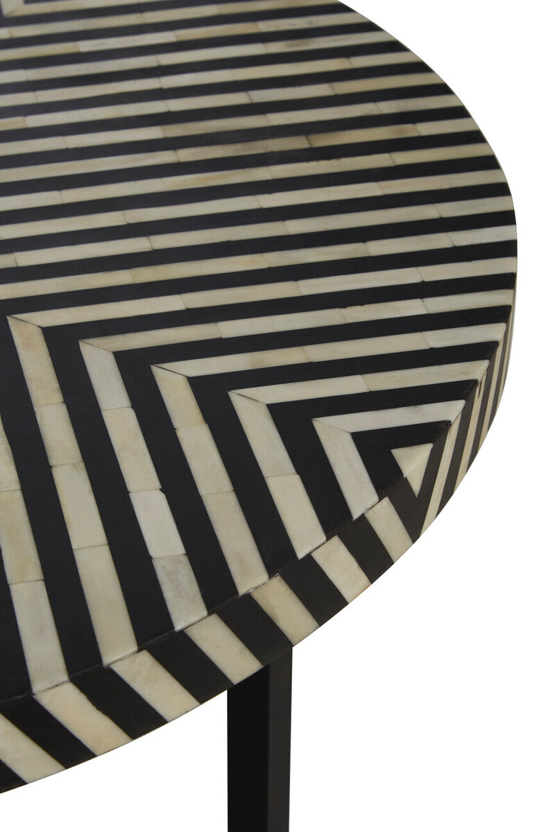 Boho Bone Inlay Coffee Table with Metal Legs