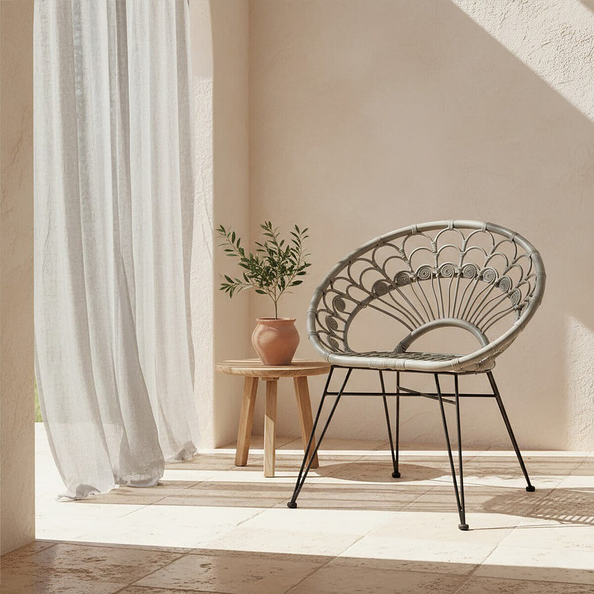 Manado Grey Natural Rattan Chair