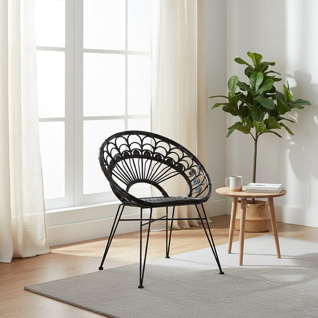 Manado Black Natural Rattan Chair