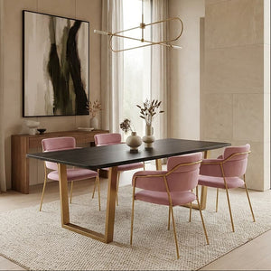 Tamzin Pink Velvet Dining Chair with Gold Finish Frame
